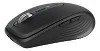Mouse Logitech MX Anywhere 3S em uso sobre a mesa de home office, ao lado do notebook aberto